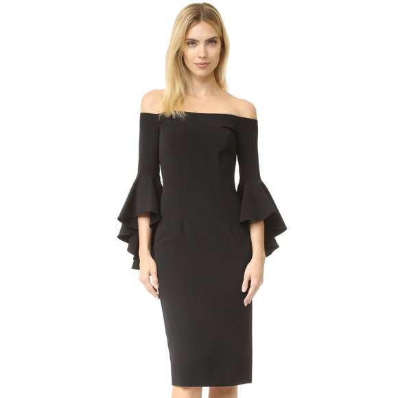 MILLY Gray Selena Off-The-Shoulder Midi Dress sz 2
